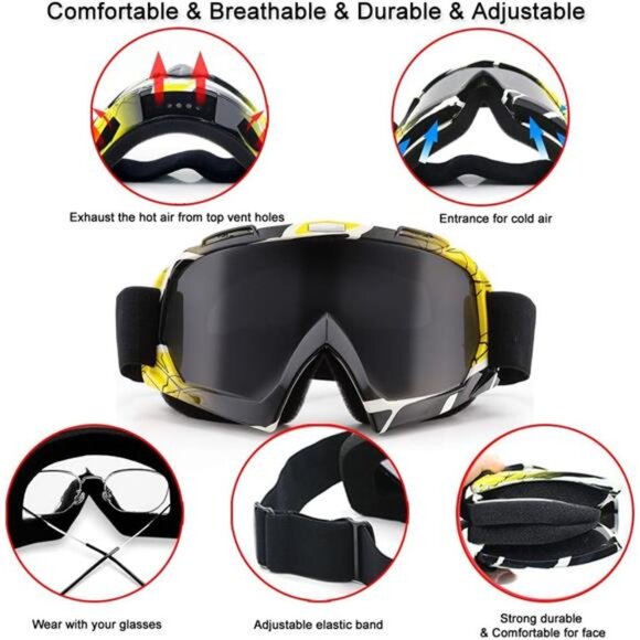 SPOSUNE Dirt Bike ATV Goggles UV400 Motorcycle Goggles for Men Women Youth - Picture 4 of 7